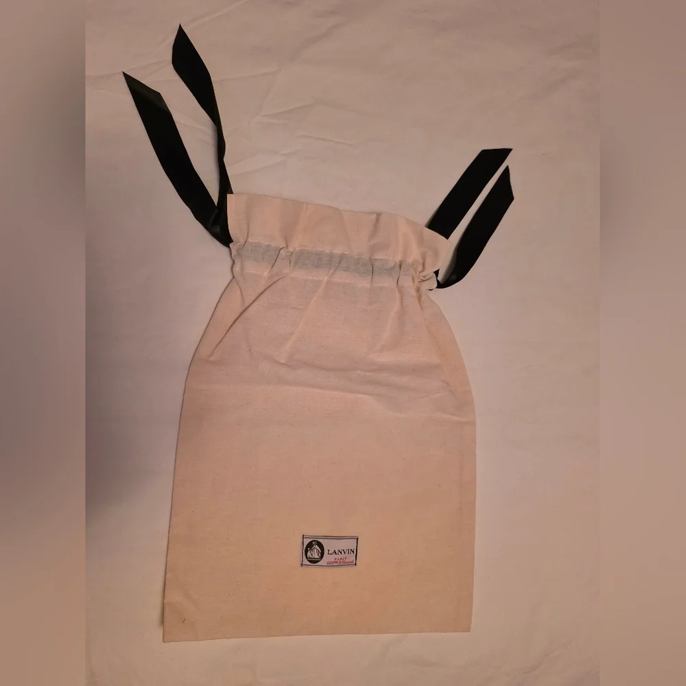LANVIN Authentic Lanvin Beige Dust Bag with Black Ribbon Drawstring – Medium